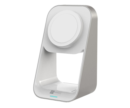 Ładowarka i akumulator ER POWER 2w1 aluminiowa podstawka ładująca MagSafe biała ERPWMA21BL-WH